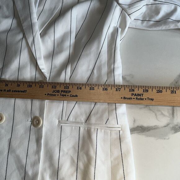 NEW EXPRESS $198 White Black Stripe Linen Blend Double Breasted Blazer Size XS - Picture 6 of 13
